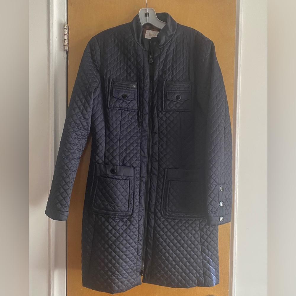 Laundry by Shelly Segal  Navy Knee Lengthth Quilted Voat Jacketet Large